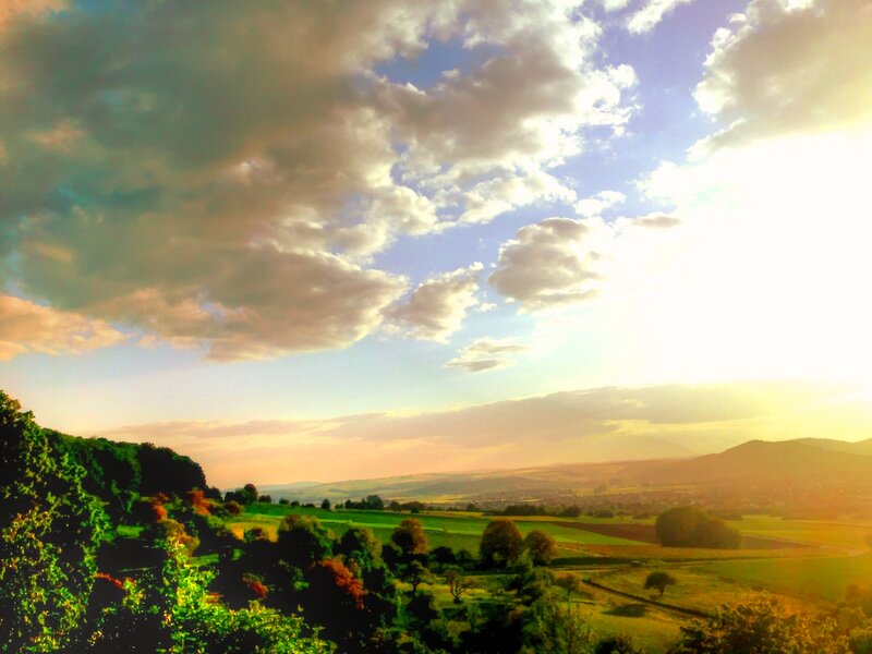 Rolling Hills at Sunset — Green, Serene, Photograph, Clouds