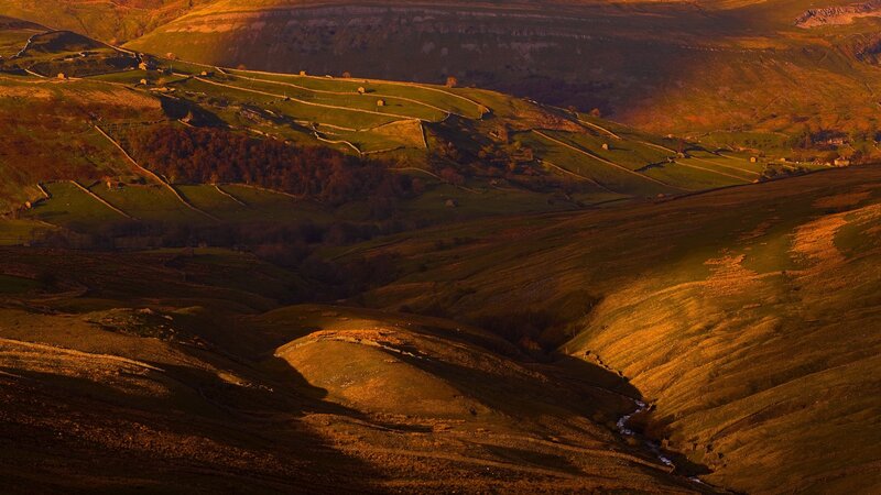 Rolling Hills at Sunset — Green, Serene, Photograph, Stream