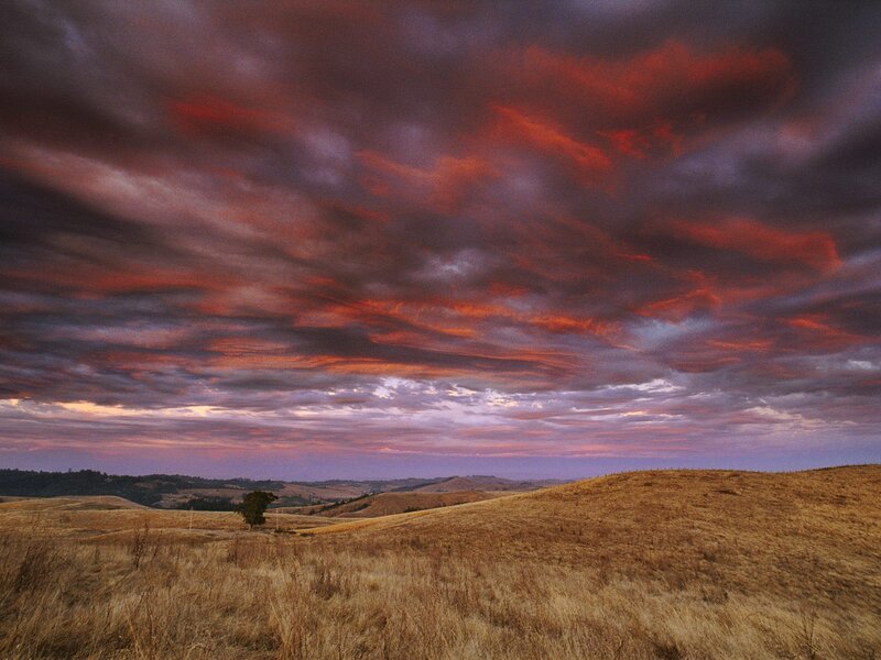 Rolling Hills at Sunset — Orange, Dramatic