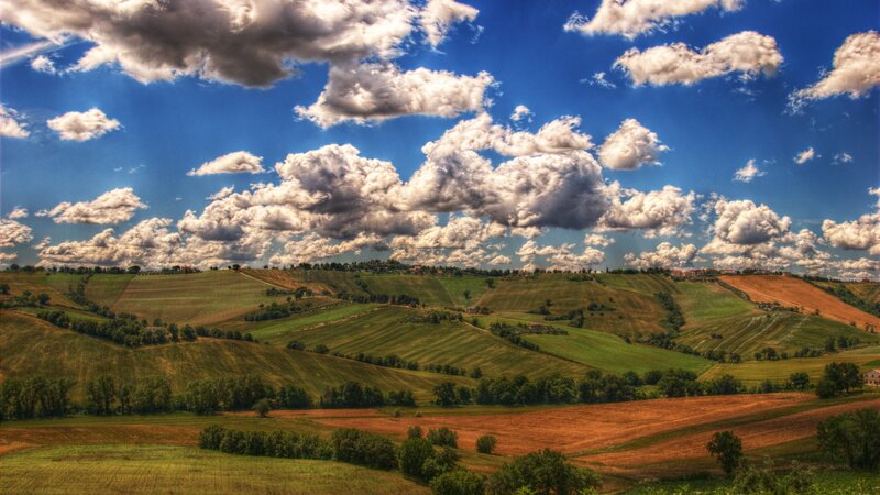 Rolling Hills Landscape — Blue, Dramatic, Afternoon, Photograph, Clouds