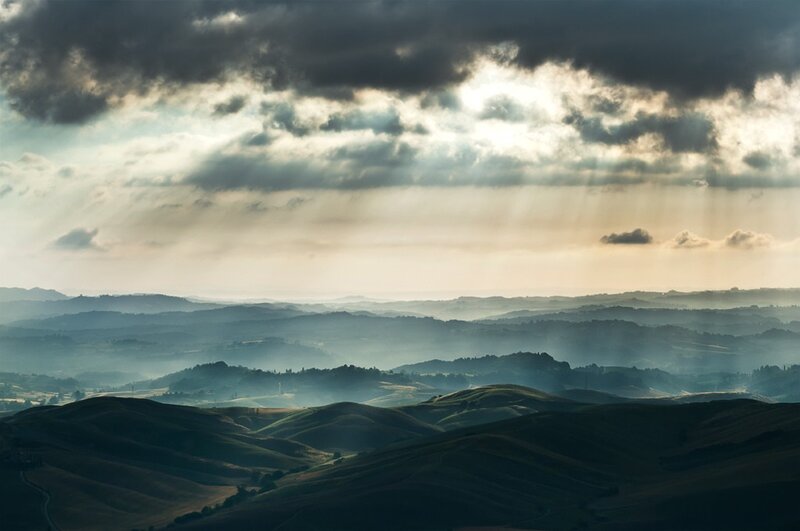 Rolling Hills Landscape — Gray