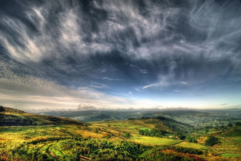 Rolling Hills Landscape — Green, Dramatic, Morning