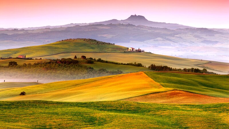 Rolling Hills Landscape — Green, Serene, Sunrise