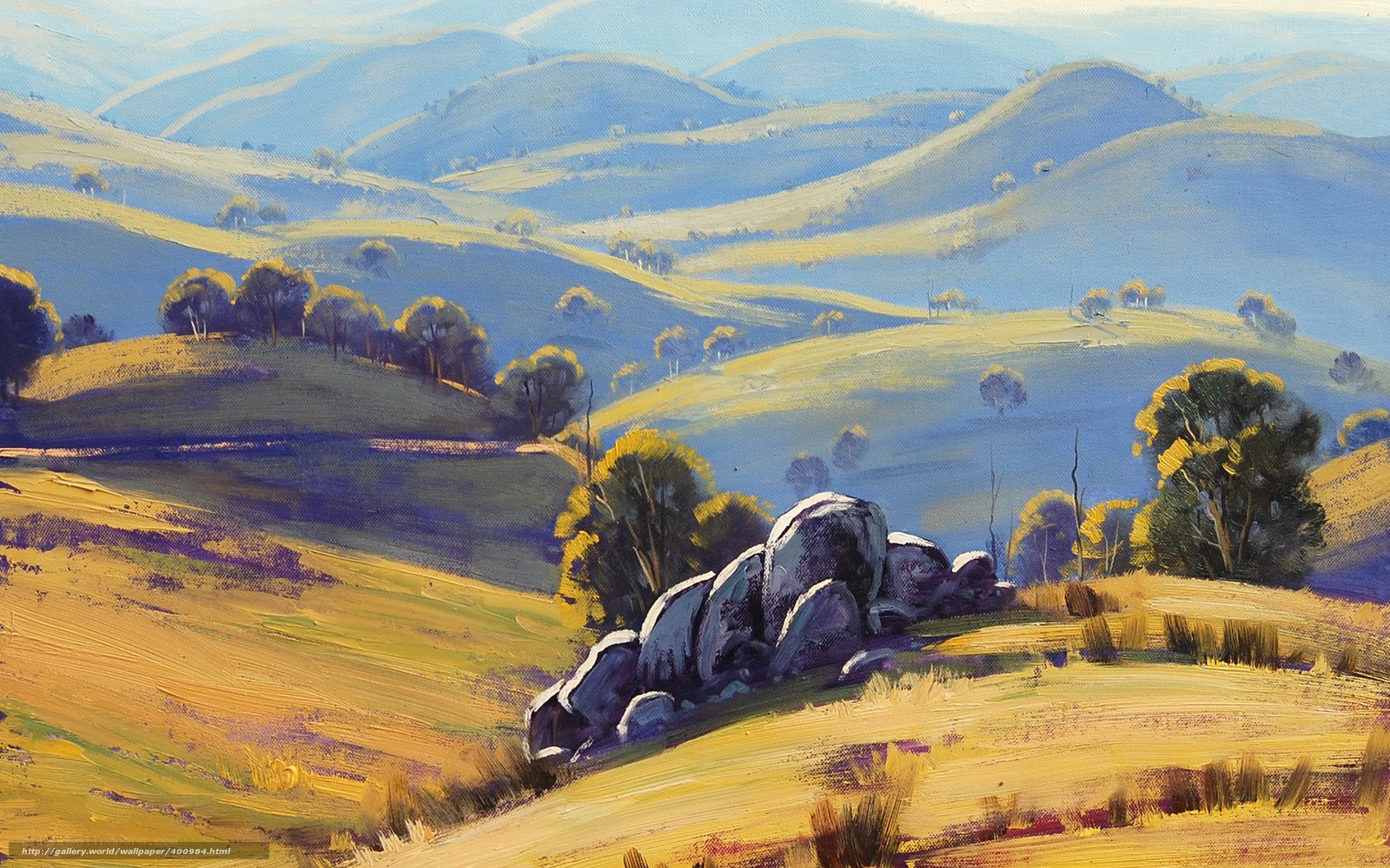 Rolling hills landscape painting