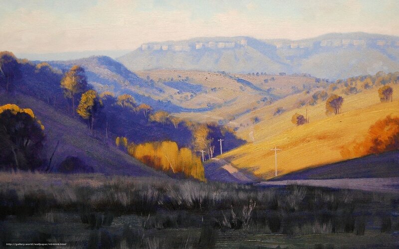 Rolling Hills Landscape — Yellow, Serene