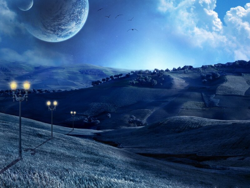 Rolling Hills under Alien Sky