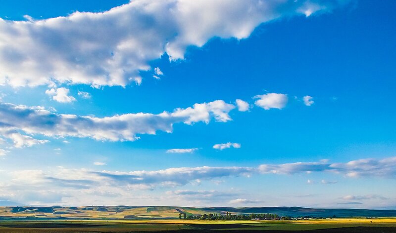 Rolling Hills under Blue Sky — Serene