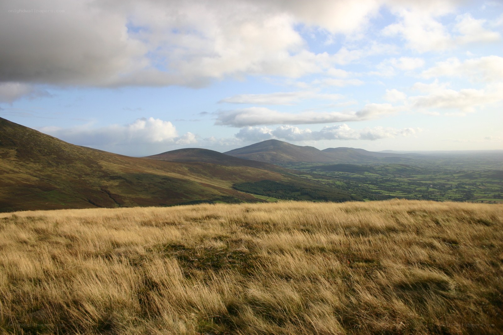 rolling hills under cloudy sky