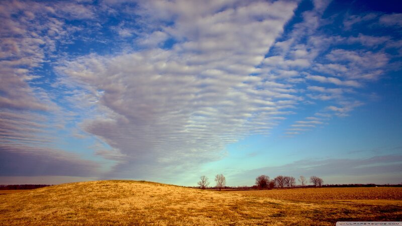 Rolling Hills under Cloudy Sky — Blue, Serene