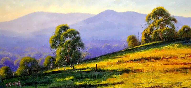 Rolling Hills with Trees — Yellow