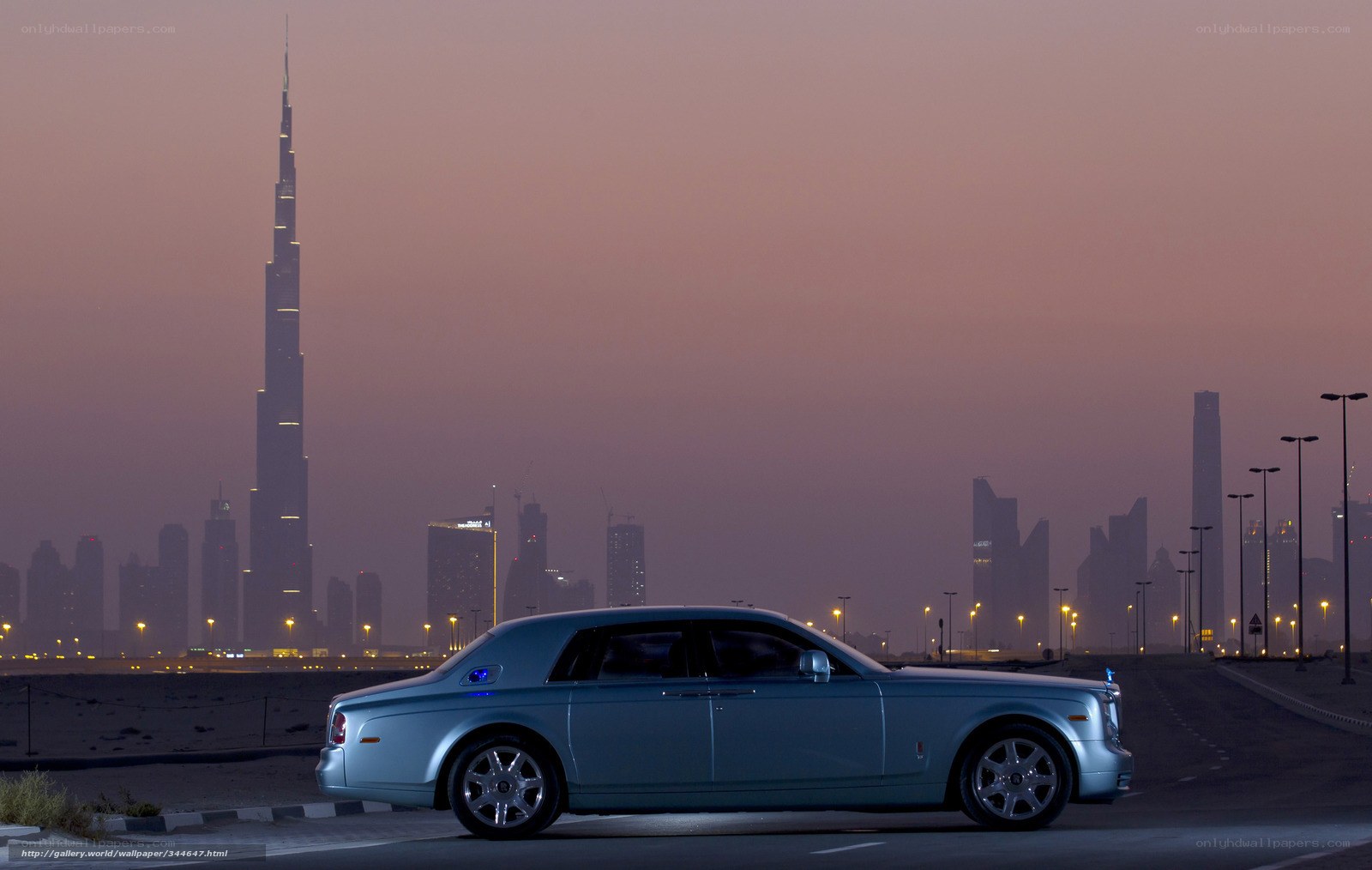 Rolls-Royce at Dubai skyline