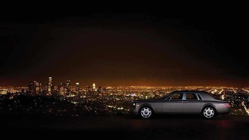 Rolls-Royce Car at Night — Black, Dramatic