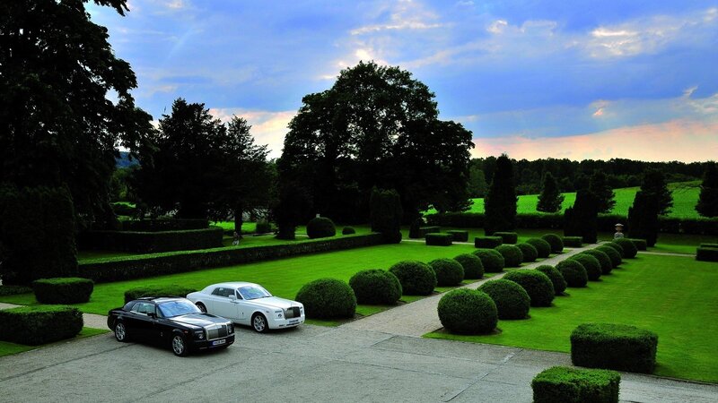 Rolls-Royce cars in a garden