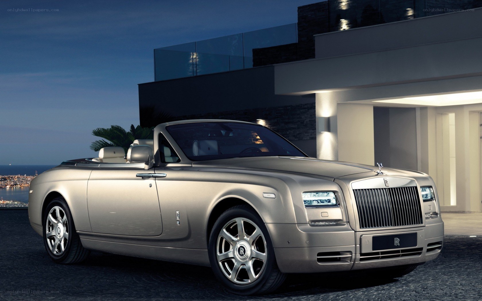 Rolls-Royce convertible at night