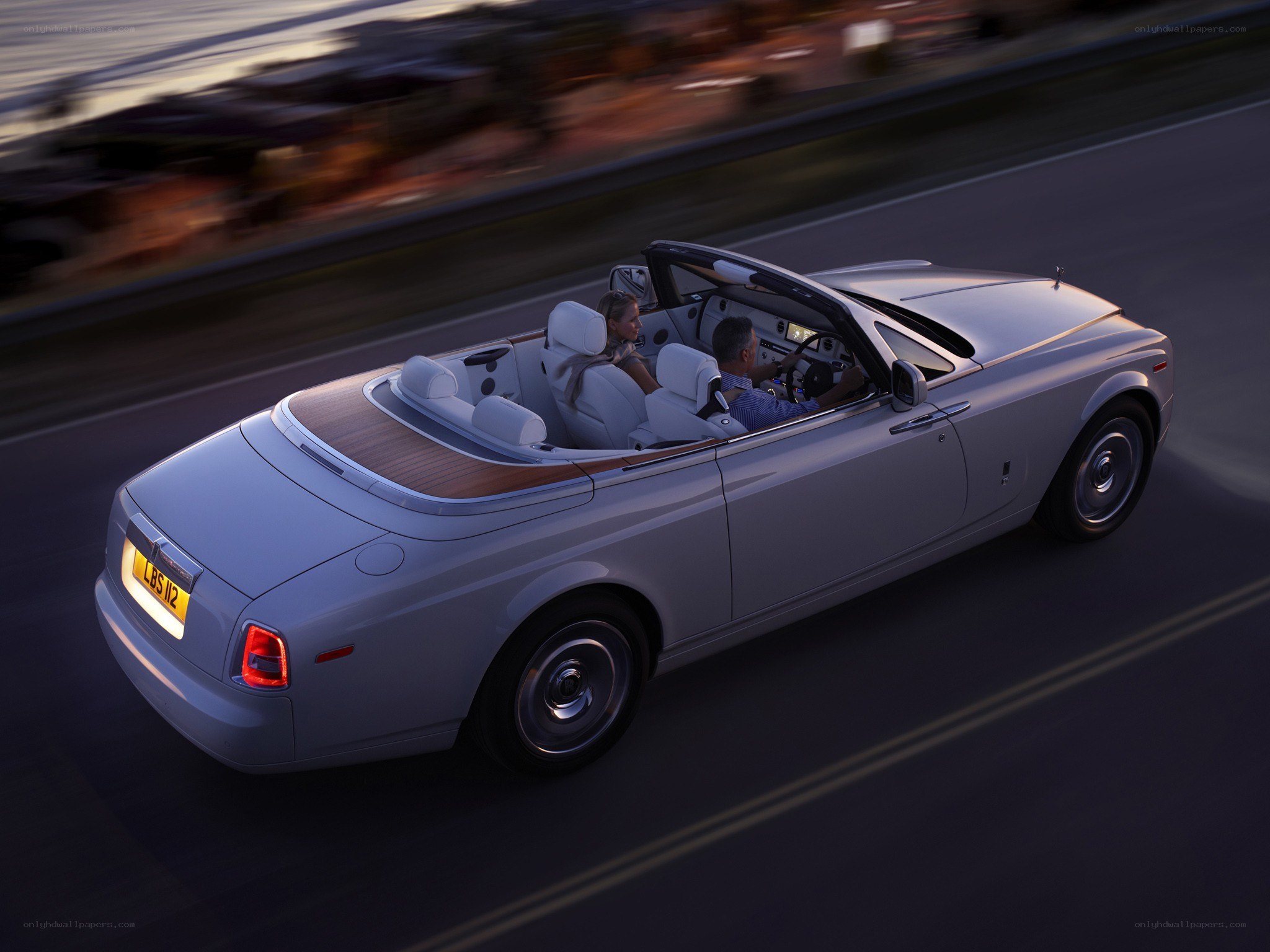 Rolls-Royce convertible in motion