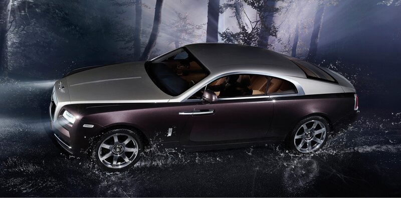 Rolls-Royce Coupe — Black, Dramatic, Night, Photograph, Car, Forest, Water