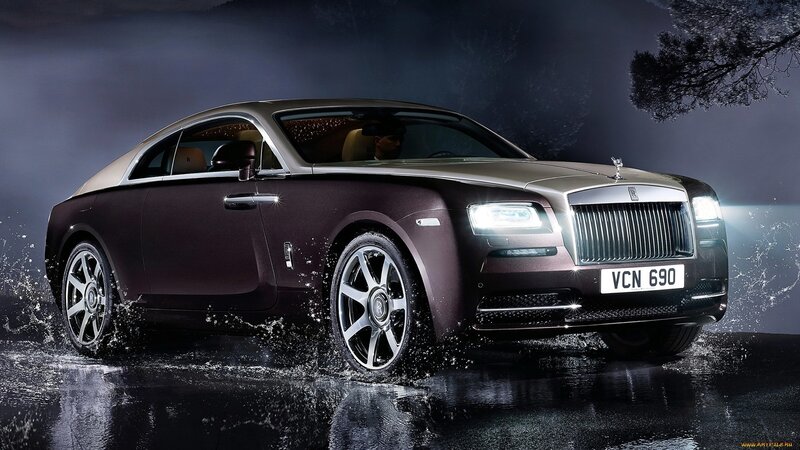 Rolls-Royce Coupe — Black, Dramatic, Night, Photograph, Car, Water