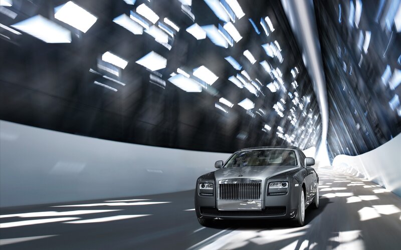 Rolls-Royce in futuristic tunnel