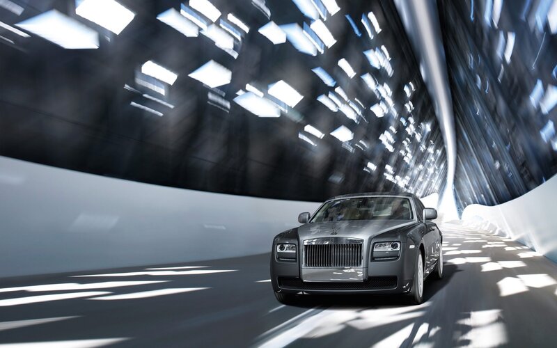 Rolls-Royce in futuristic tunnel