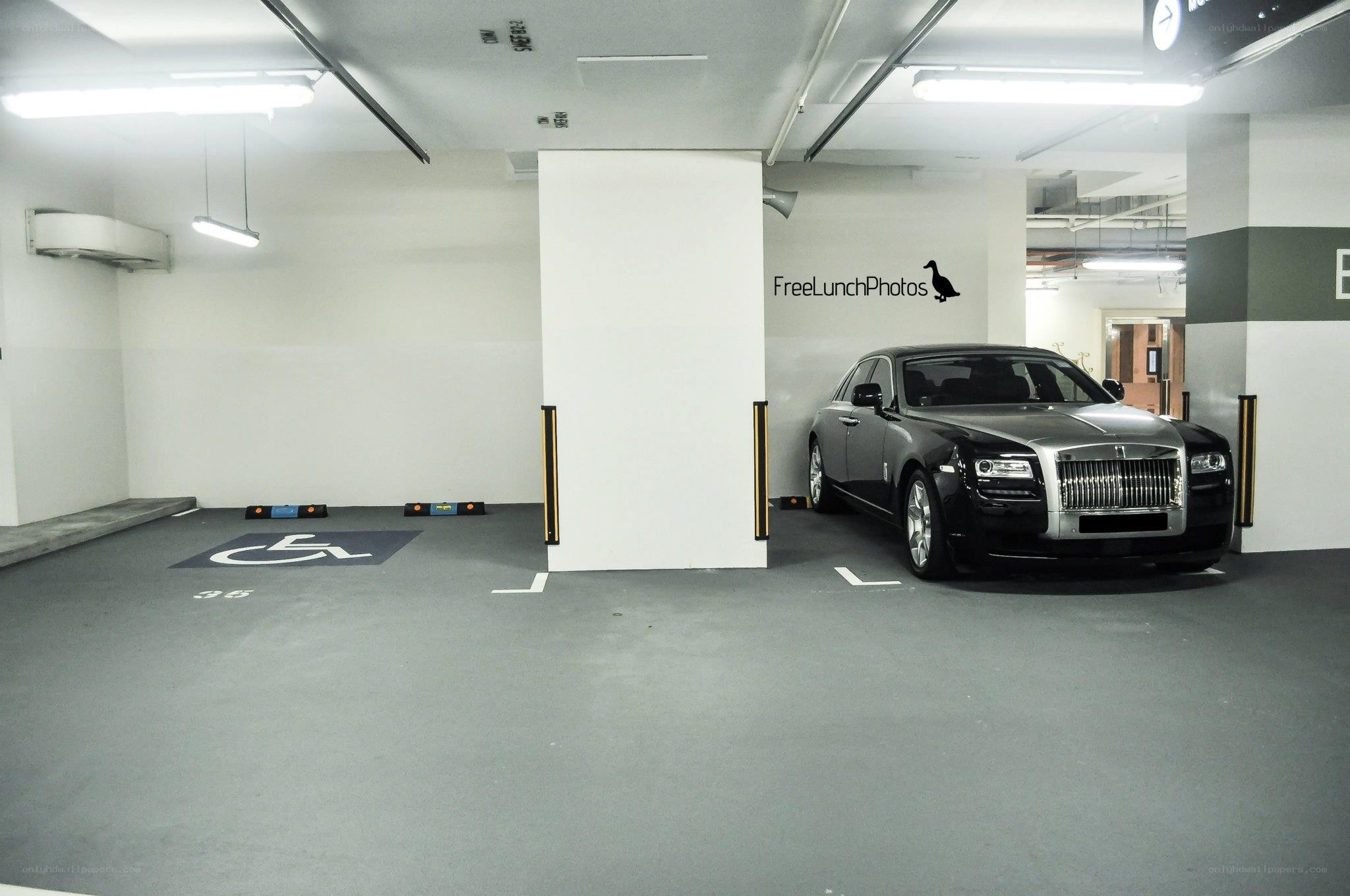 Rolls-Royce in parking garage