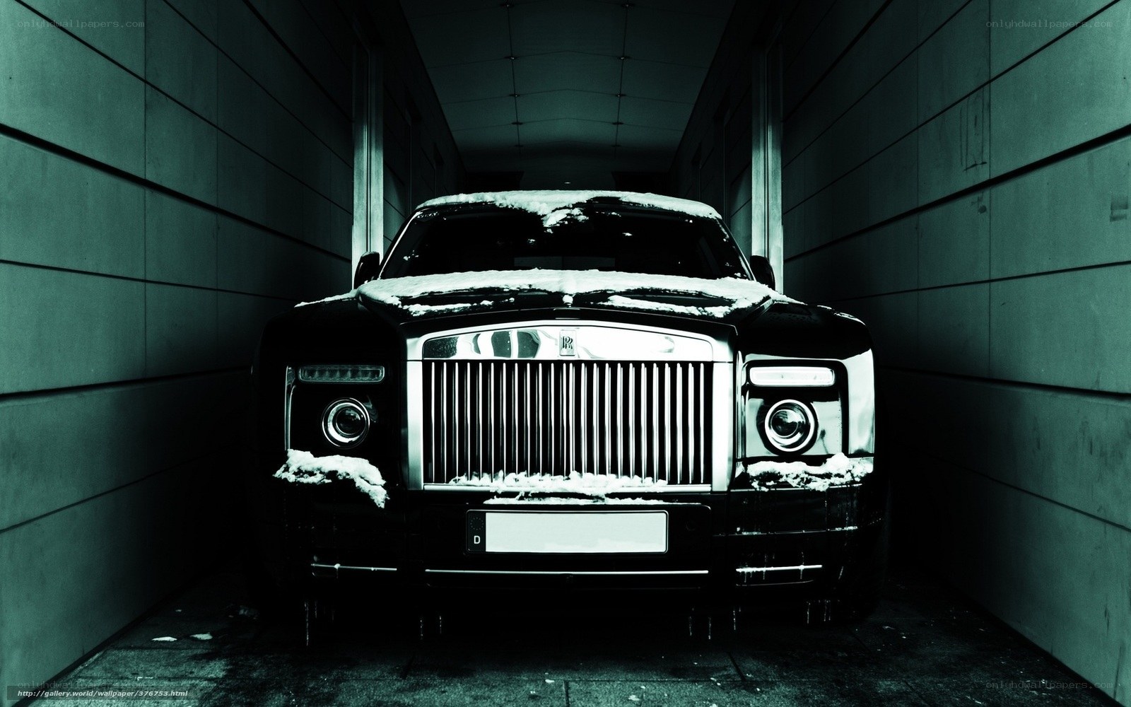 Rolls-Royce in snowy garage