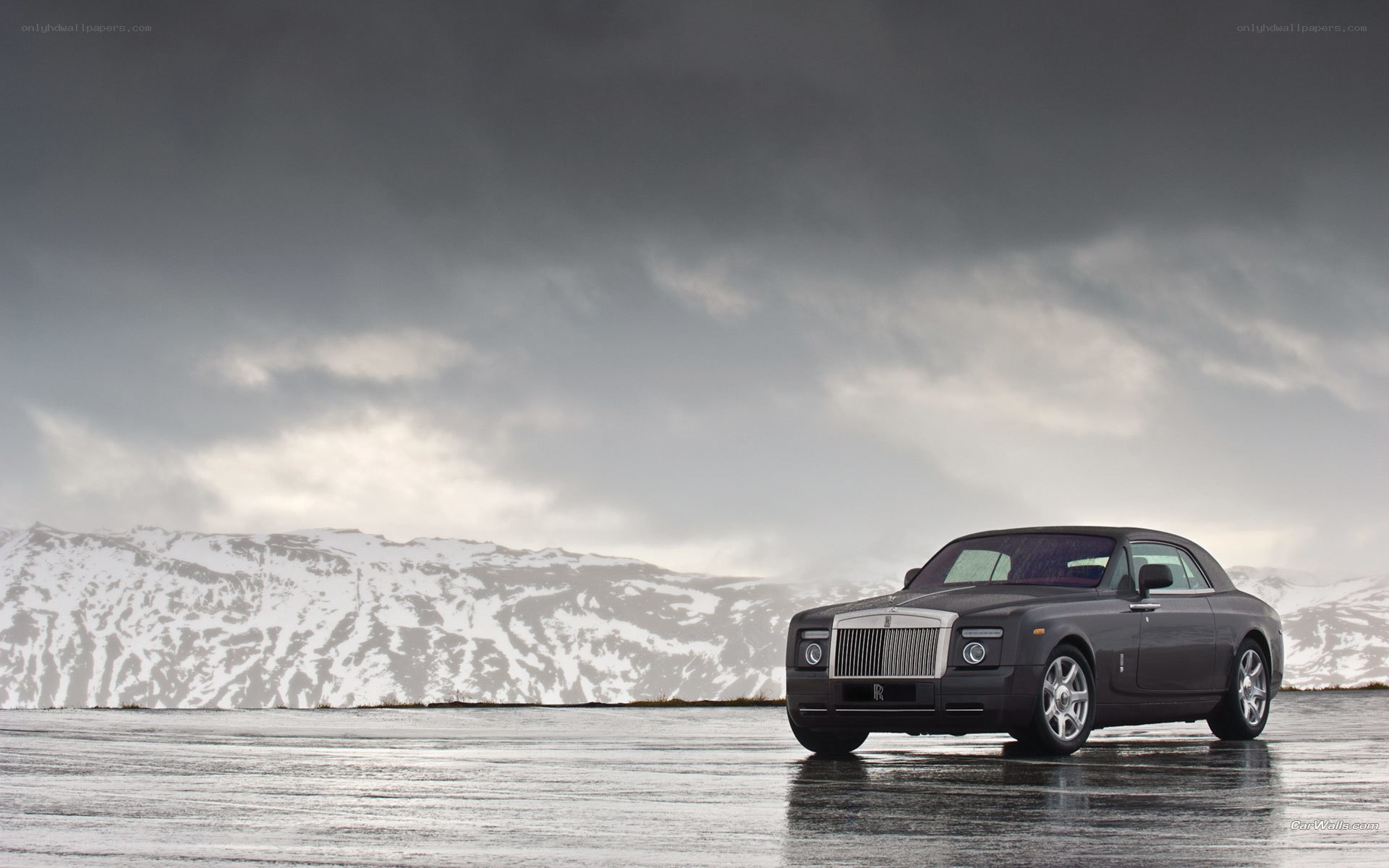 Rolls-Royce in snowy landscape