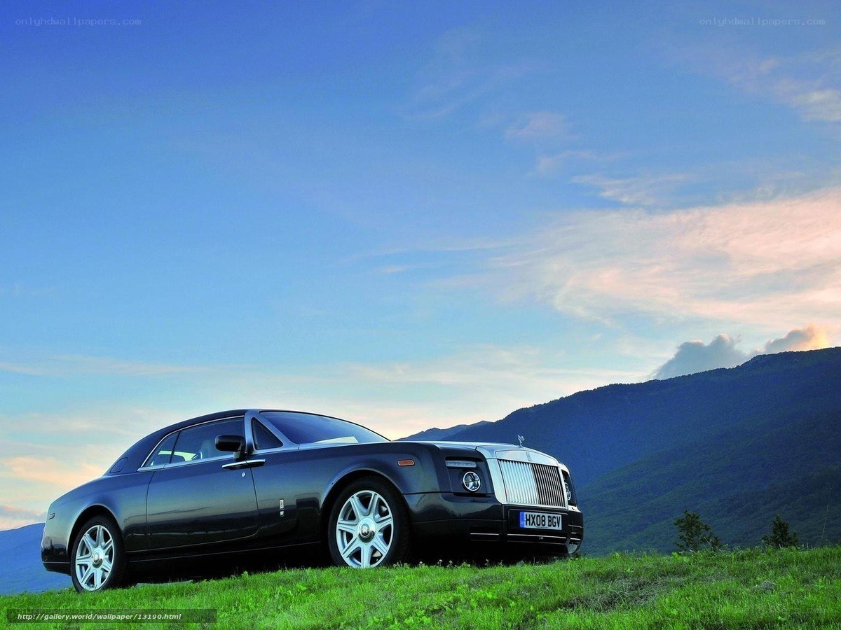 Rolls-Royce on a grassy hill