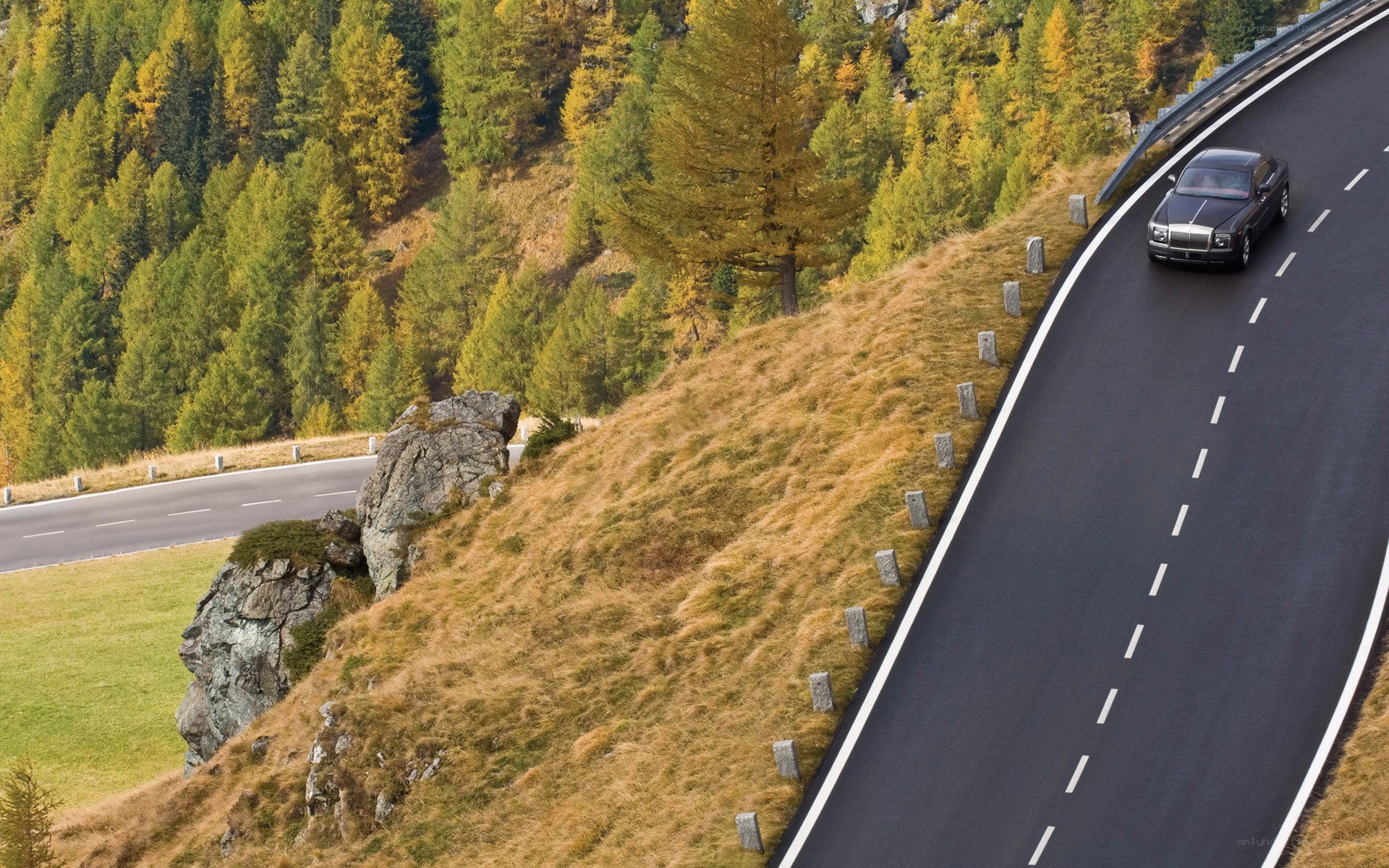 Rolls-Royce on mountain road