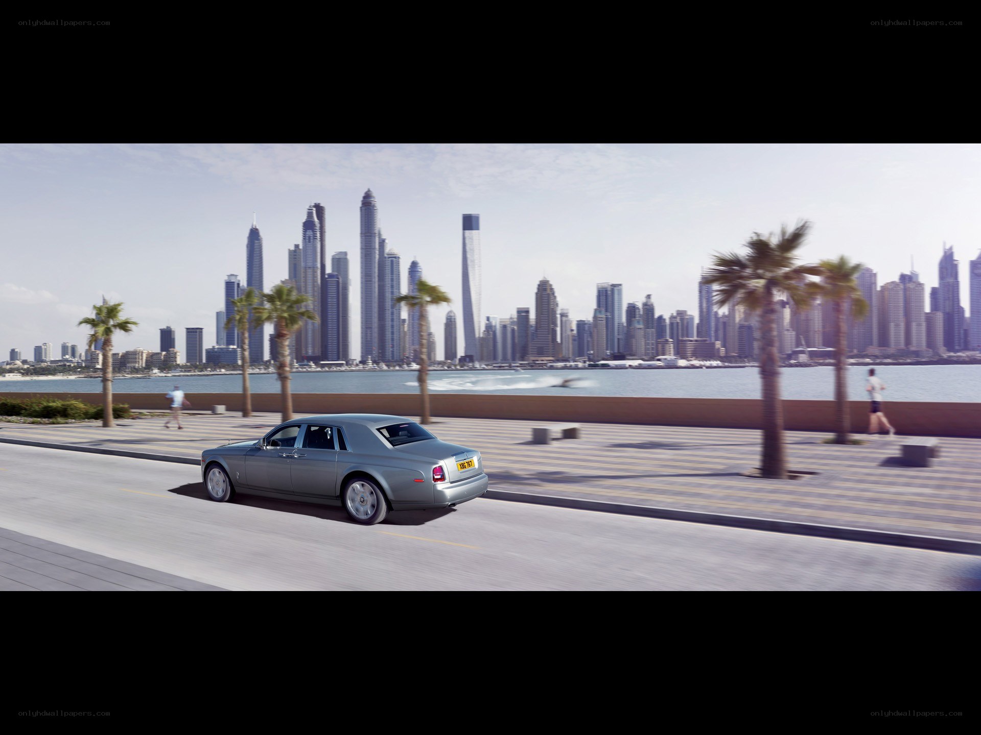 Rolls-Royce on waterfront promenade