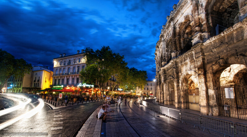 Roman Amphitheater at Night — Blue, Dramatic