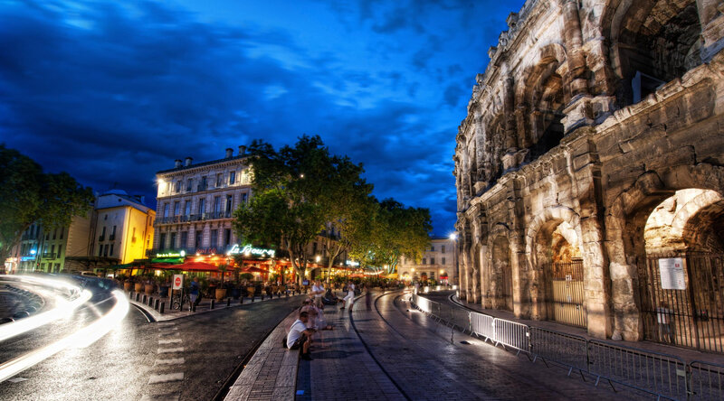 Roman Amphitheater at Night — Blue