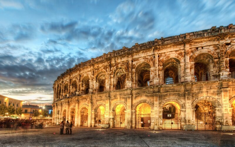 Roman Amphitheater — Blue, Dramatic, Sunset