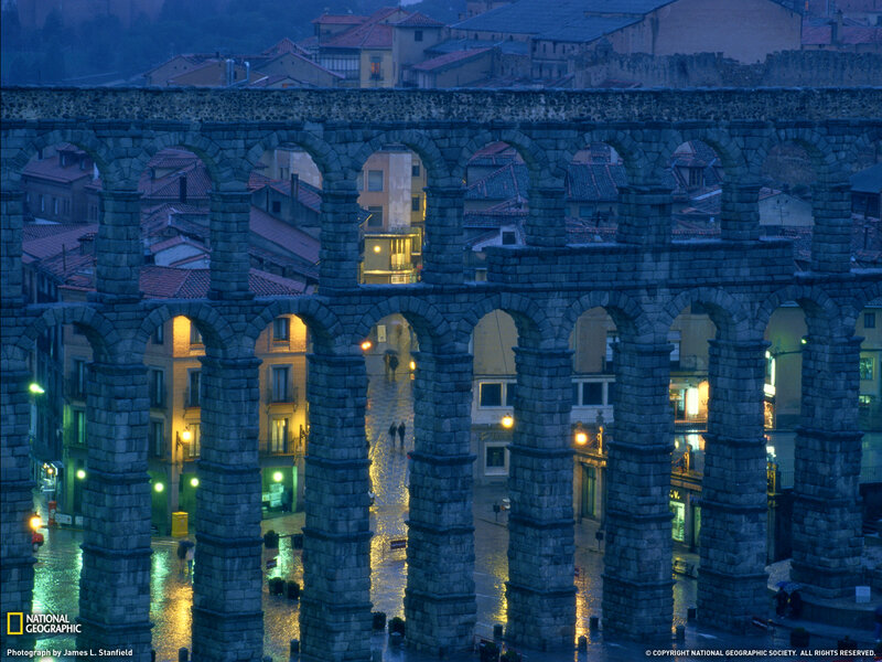 Roman Aqueduct at Night