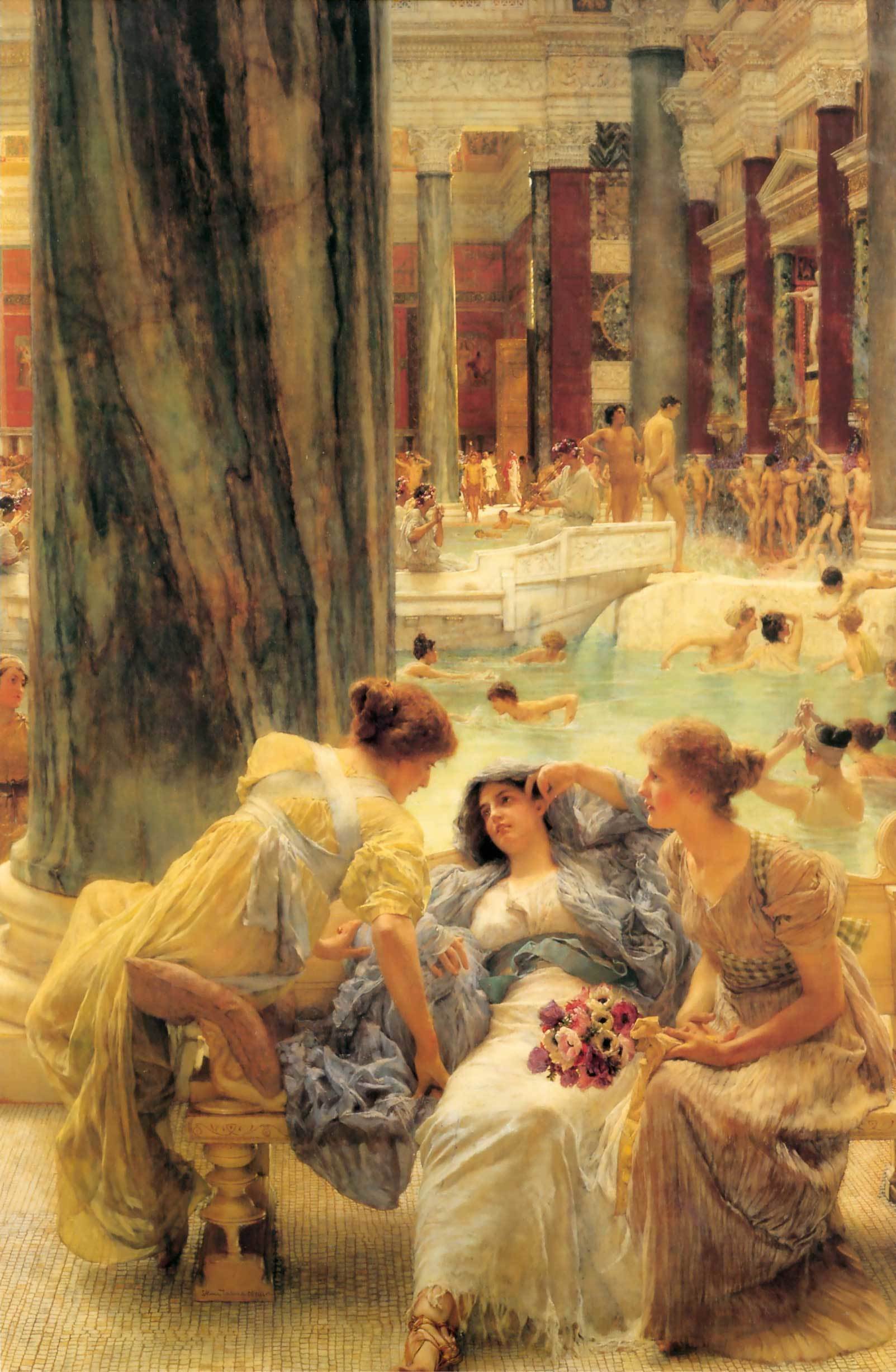 Roman bathhouse scene