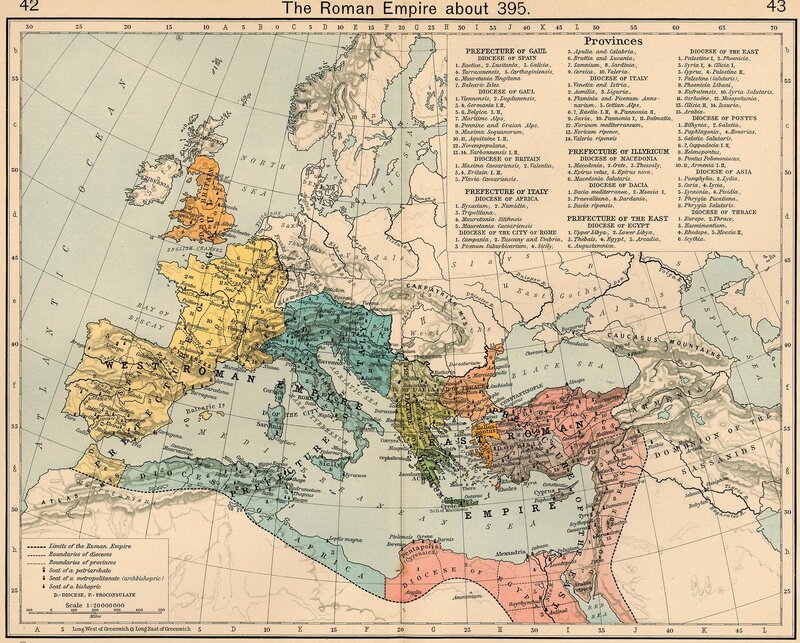Roman Empire map 395 AD