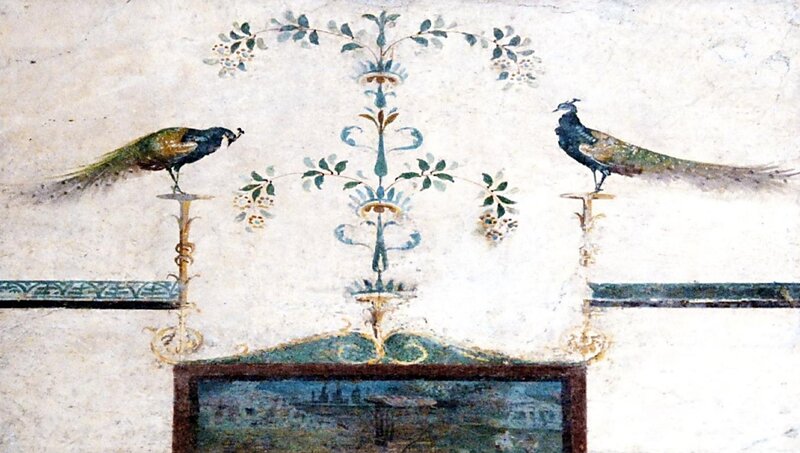 Roman fresco with peacocks