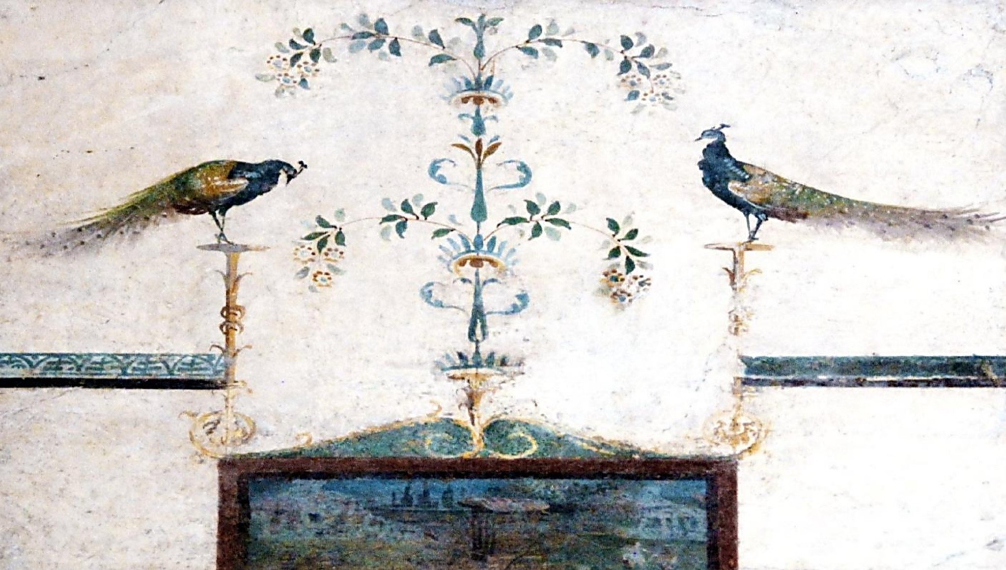Roman fresco with peacocks