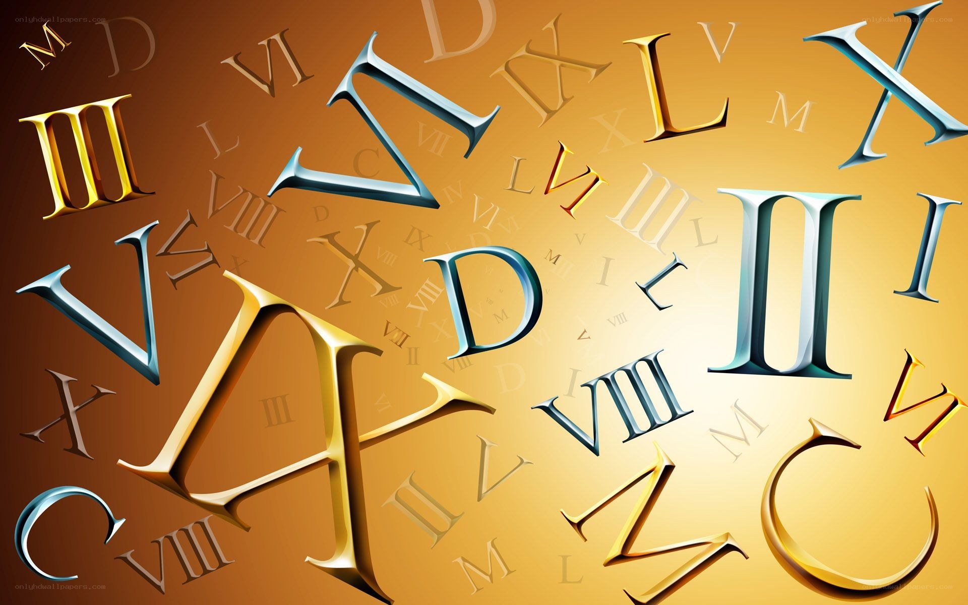 Roman numerals floating in golden space