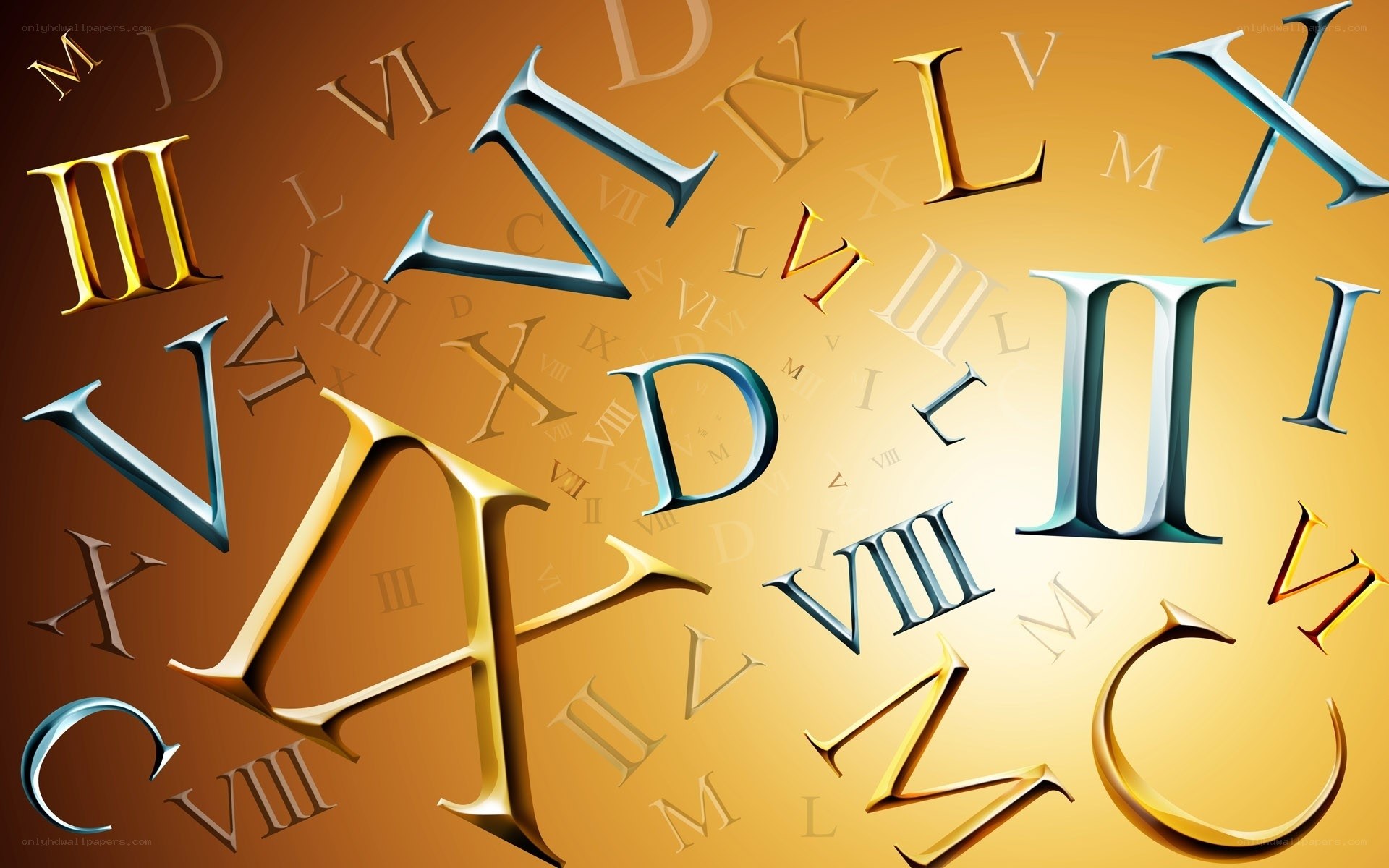 Roman numerals on golden background