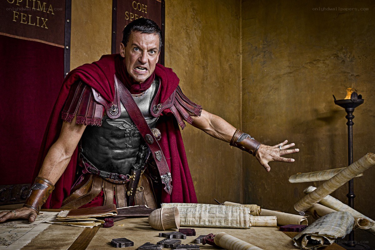 Roman soldier in anger