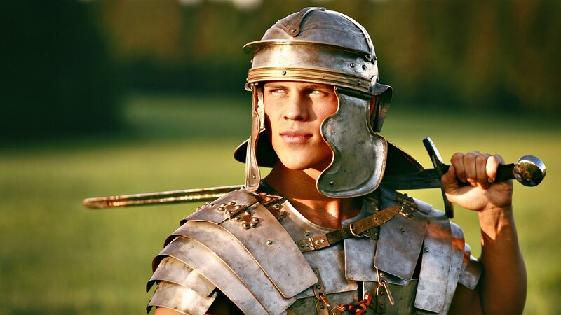 Roman Soldier with Sword — Green, Dramatic, Afternoon