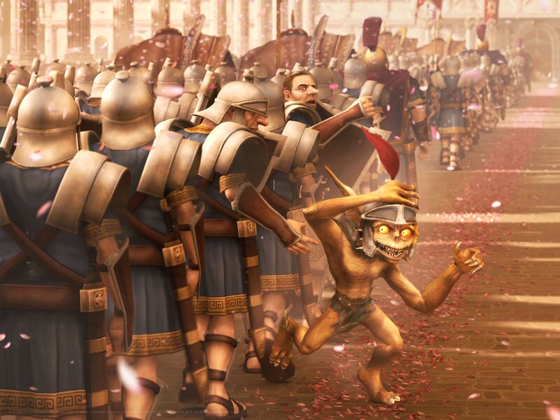 Roman soldiers and goblin