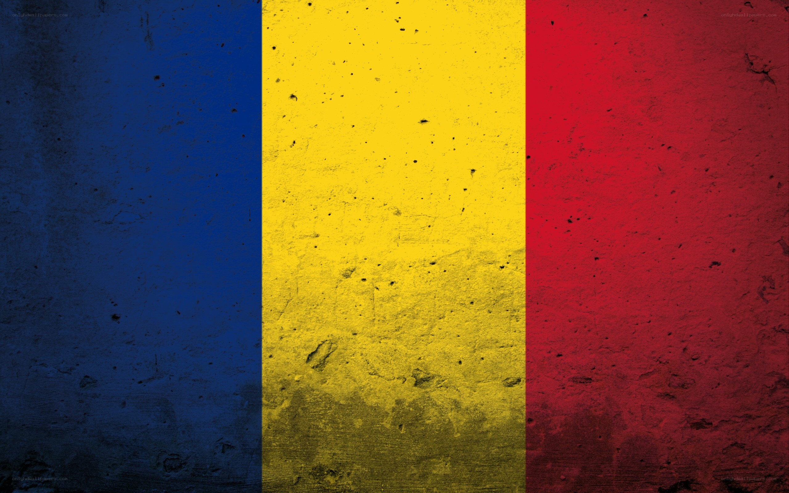 Romanian flag on textured wall