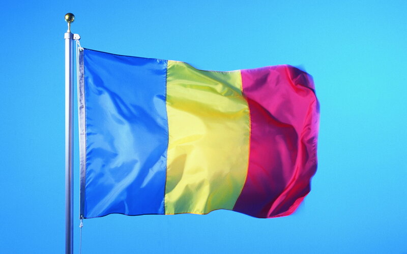 Romanian Flag Waving — Blue