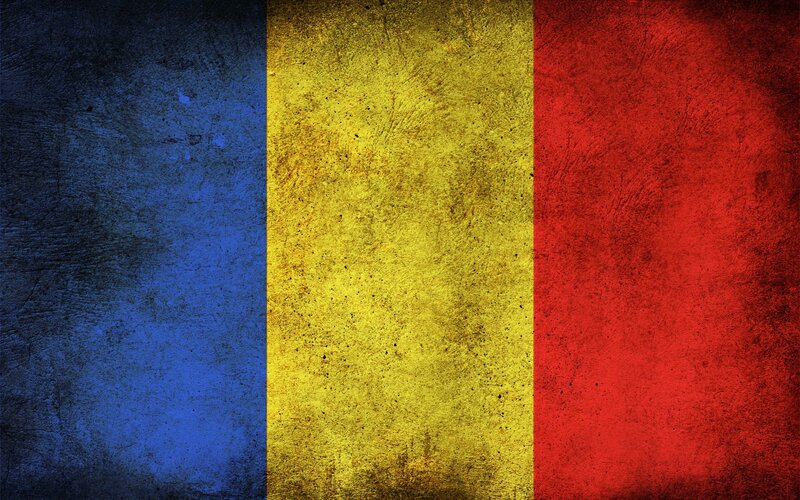 Romanian flag with distressed texture
