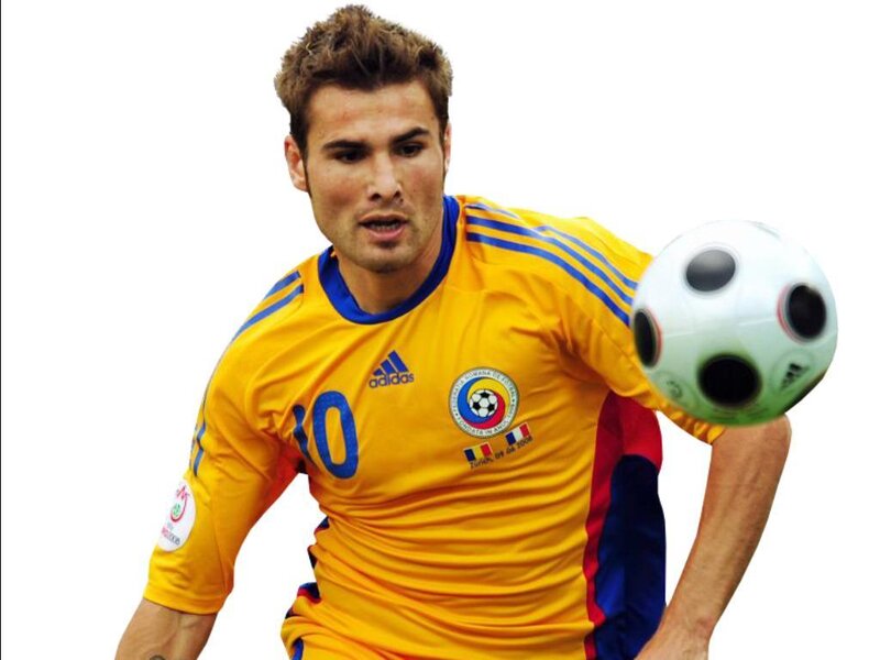 Romanian football player in action