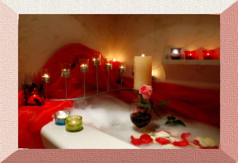 Romantic bath with candles