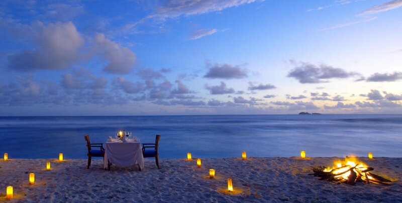 Romantic Beach Dinner — Blue, Serene