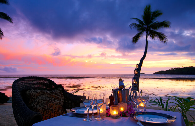 Romantic Beach Dinner — Purple, Serene