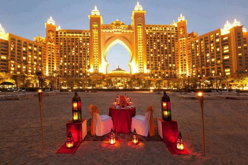 Romantic Beach Dinner Setup — Gold